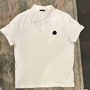 Moncler White cotton Polo with Black Patch Logo